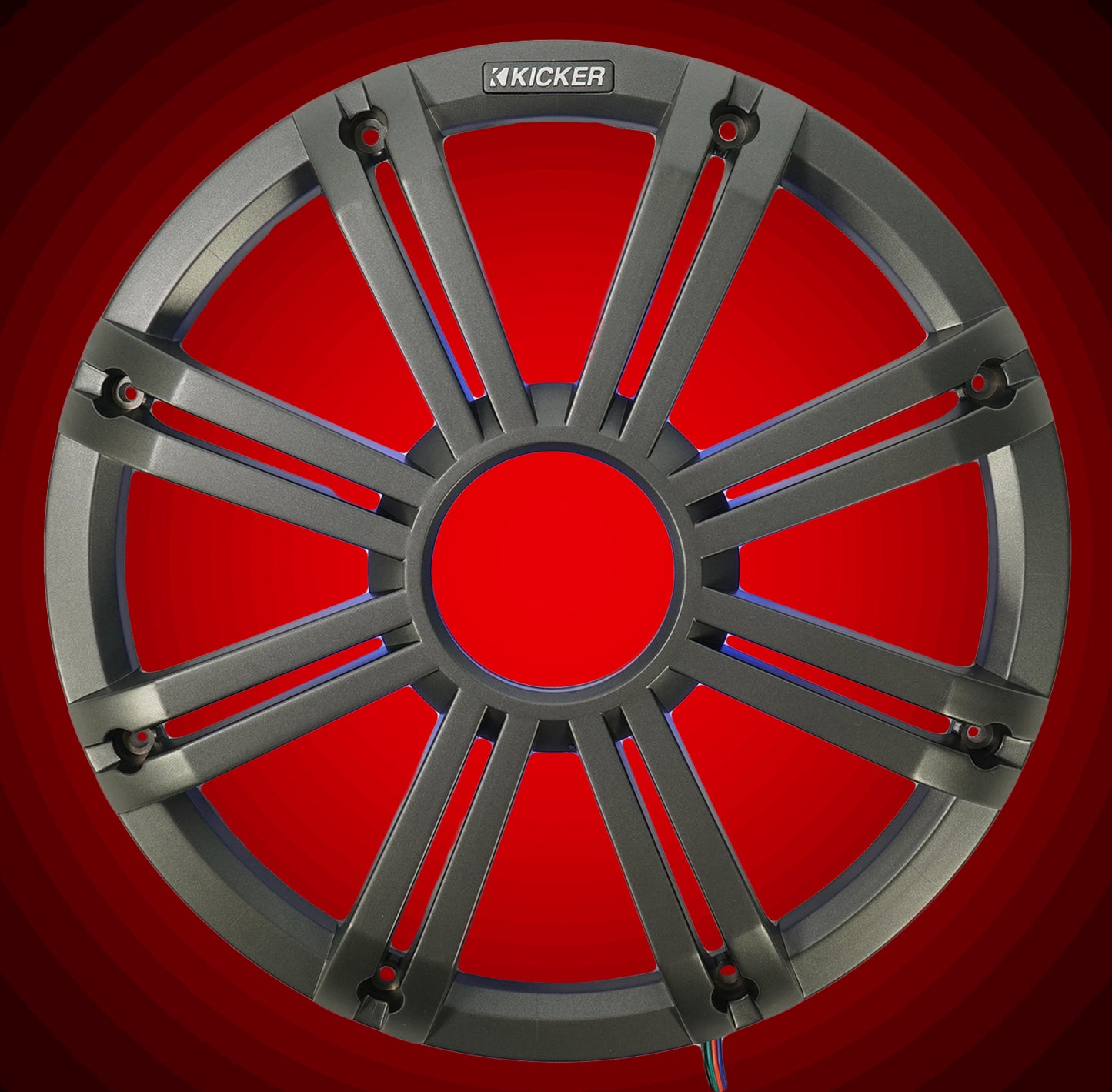 KICKER 45KM104 10" 350w Marine Boat Subwoofer+Amplifier+Charcoal Grille w/LED's