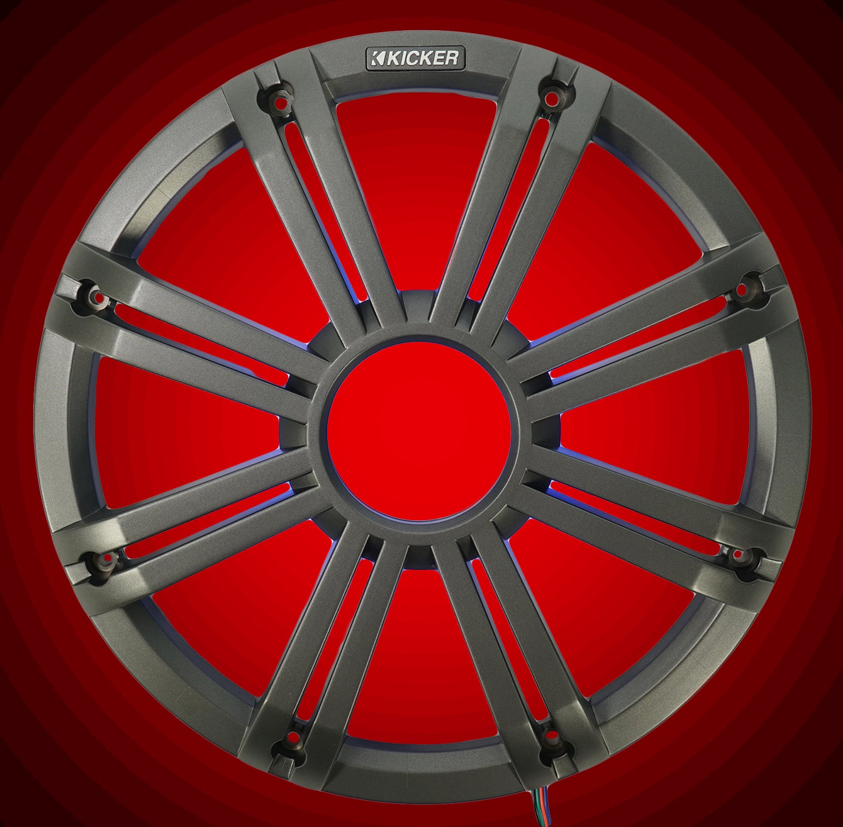 KICKER 45KM104 10" 350w Marine Boat Subwoofer+Amplifier+Charcoal Grille w/LED's