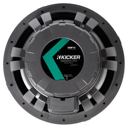 KICKER 45KMF104 10" Free Air Marine Subwoofer+Amp+White Grille w/LED's+Remote