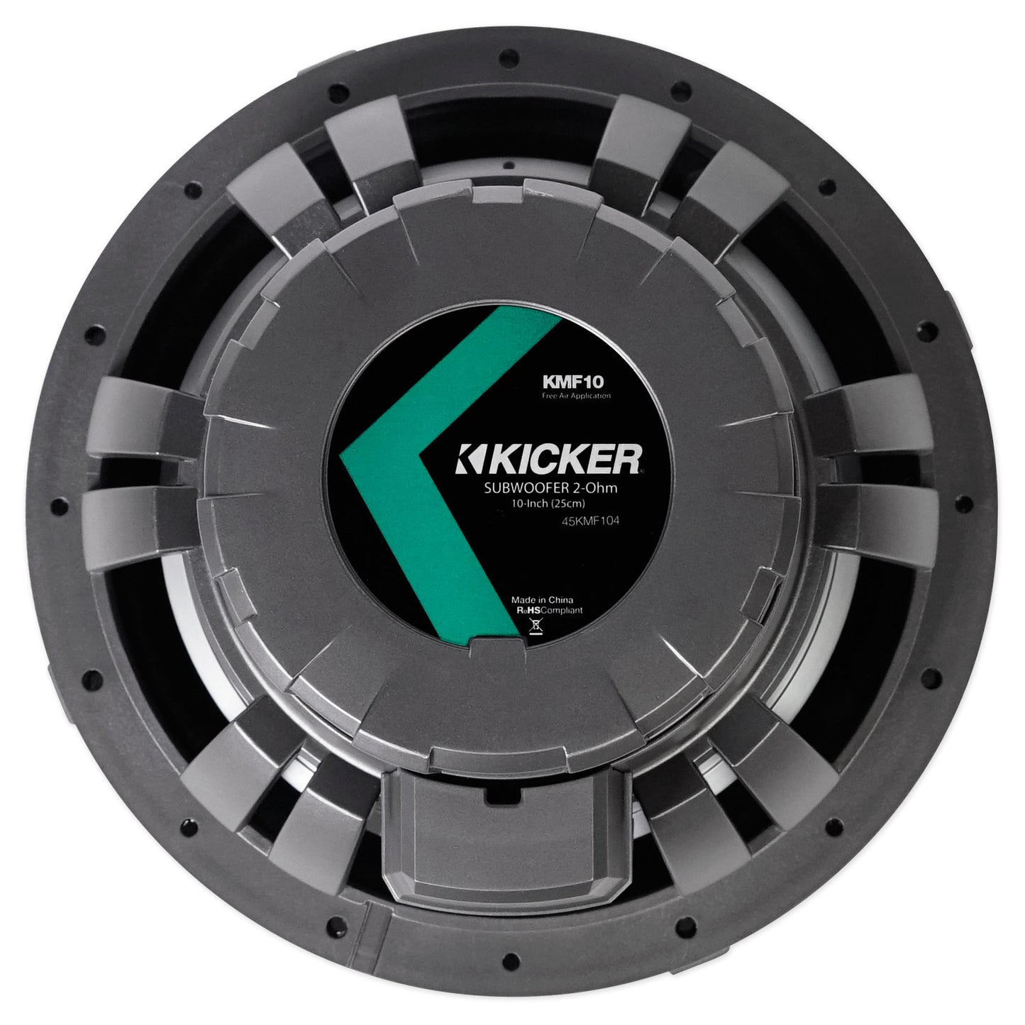 KICKER 45KMF104 10" Free Air Marine Subwoofer + Amplifier SVC 4-ohm Sub KMF10