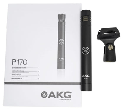 AKG P170 Studio Condenser Pencil Microphone Recording Instrument Drum Mic+Boom