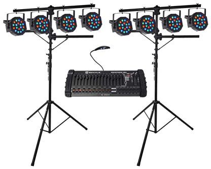 RVLS1 Lighting Tree Stand 2-Pack + RockPAR50 8-Pack + ROCKFORCE 384 Bundle