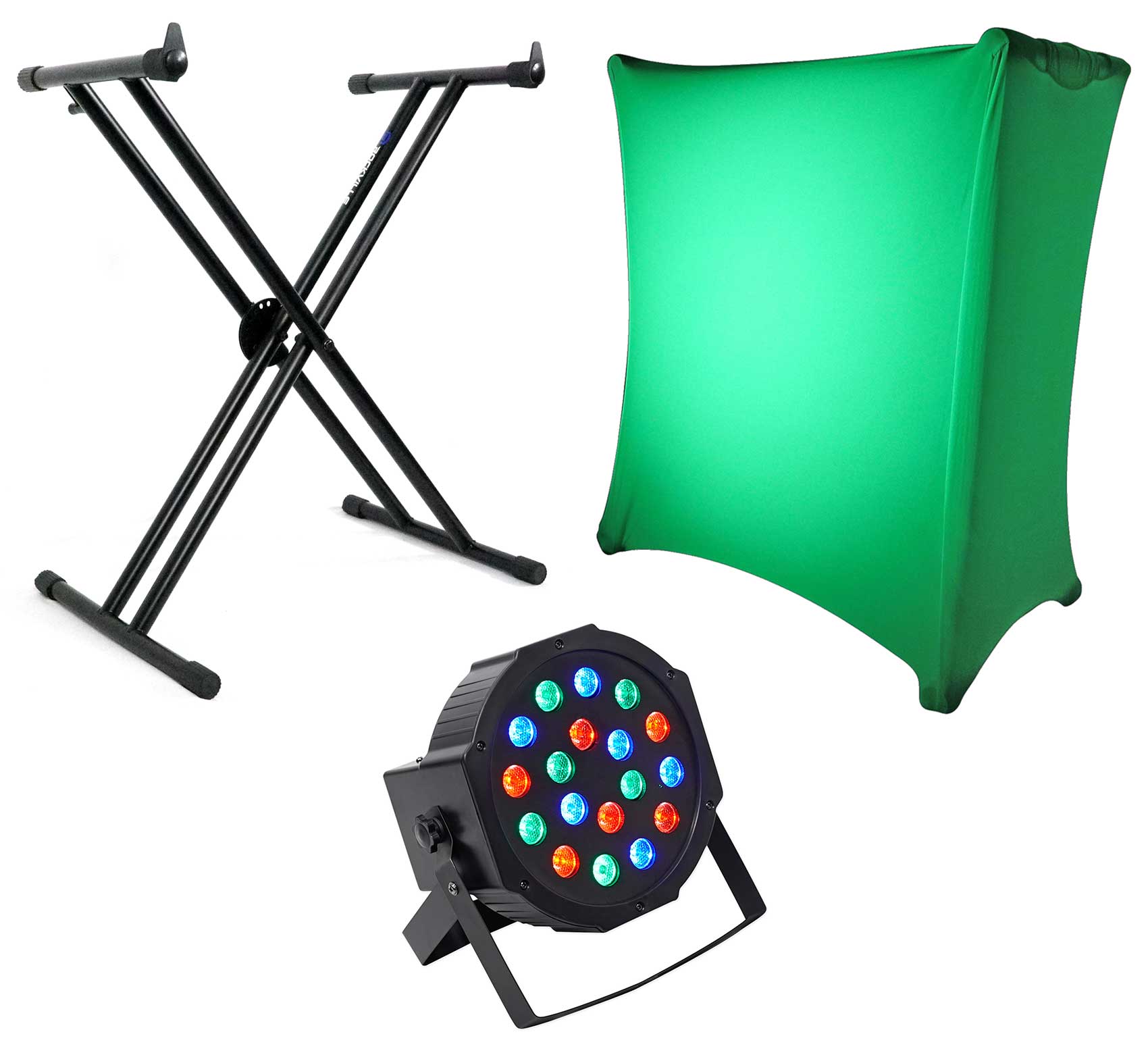 RKS30X Keyboard Stand + White Scrim + RockPAR50 Light Bundle