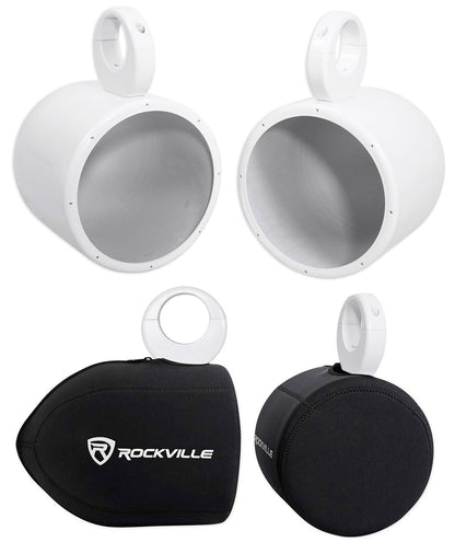 MAC80W White 7.7" Tower Speaker Pods 2-Pack + RWBC80 Neoprene Covers Bundle