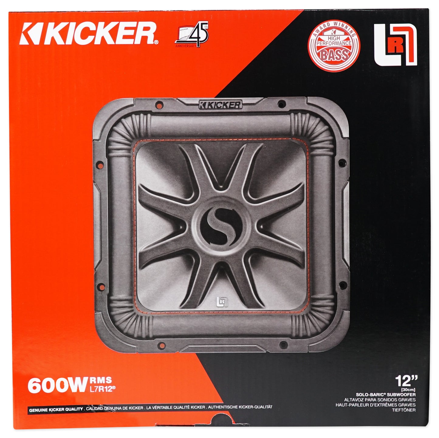 2) KICKER 45L7R122 12" 1200w L7R Solo-Baric Subwoofers+Vented Sub Box+Amp+Wires