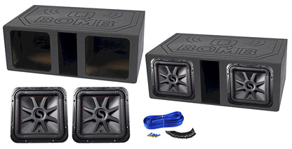 2) KICKER 45L7R122 12" 1200w L7R Subwoofers, Solo-Baric+Vented Bedlined Sub Box