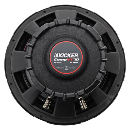 Kicker 43CVT102 COMPVT 10" 800w Slim Shallow Subwoofer+Mono Amplifier+Amp Kit