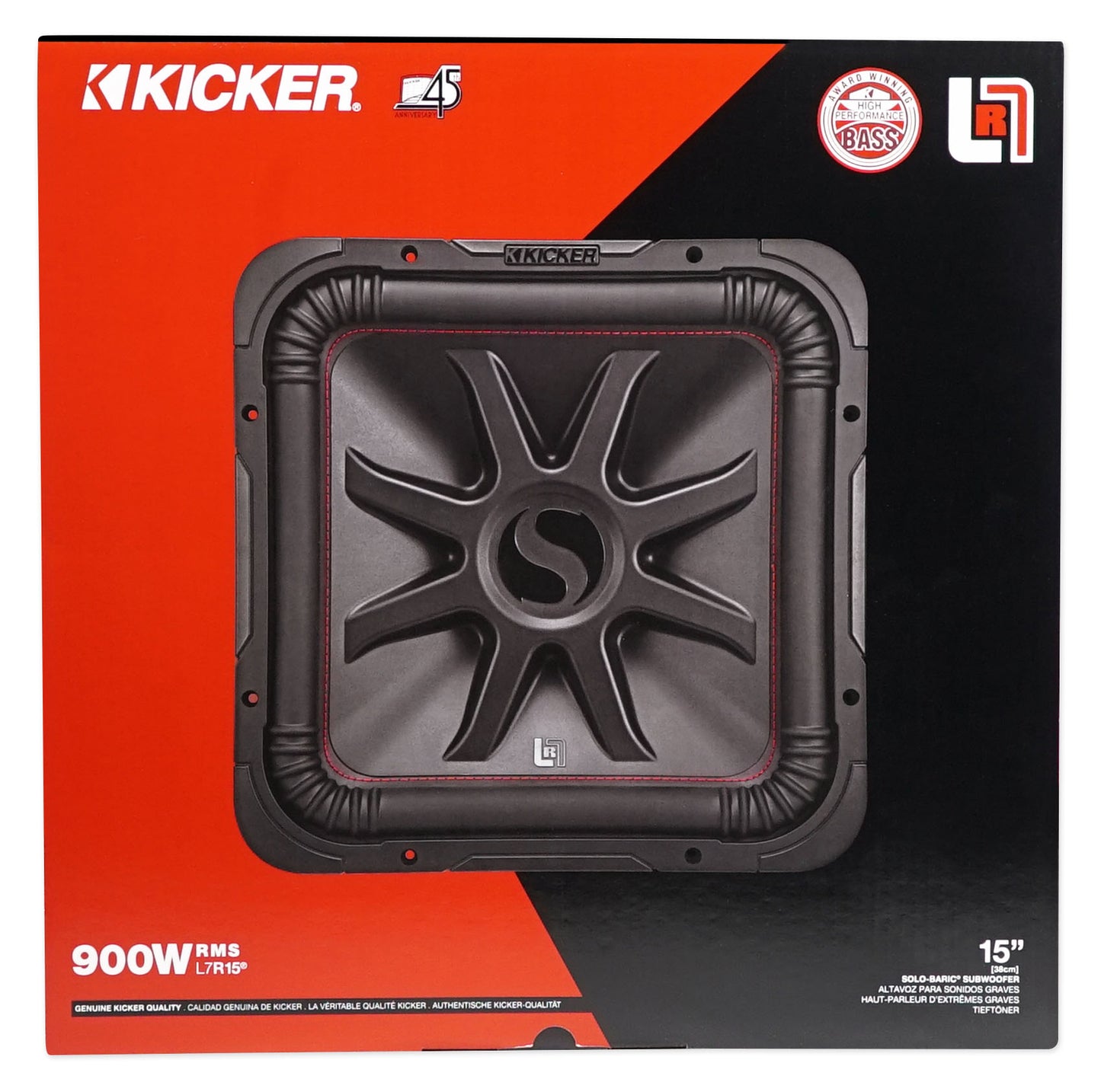 KICKER 45L7R152 15" 1800 Watt L7R Car Subwoofer+Vented Sub Box Enclosure L7R152