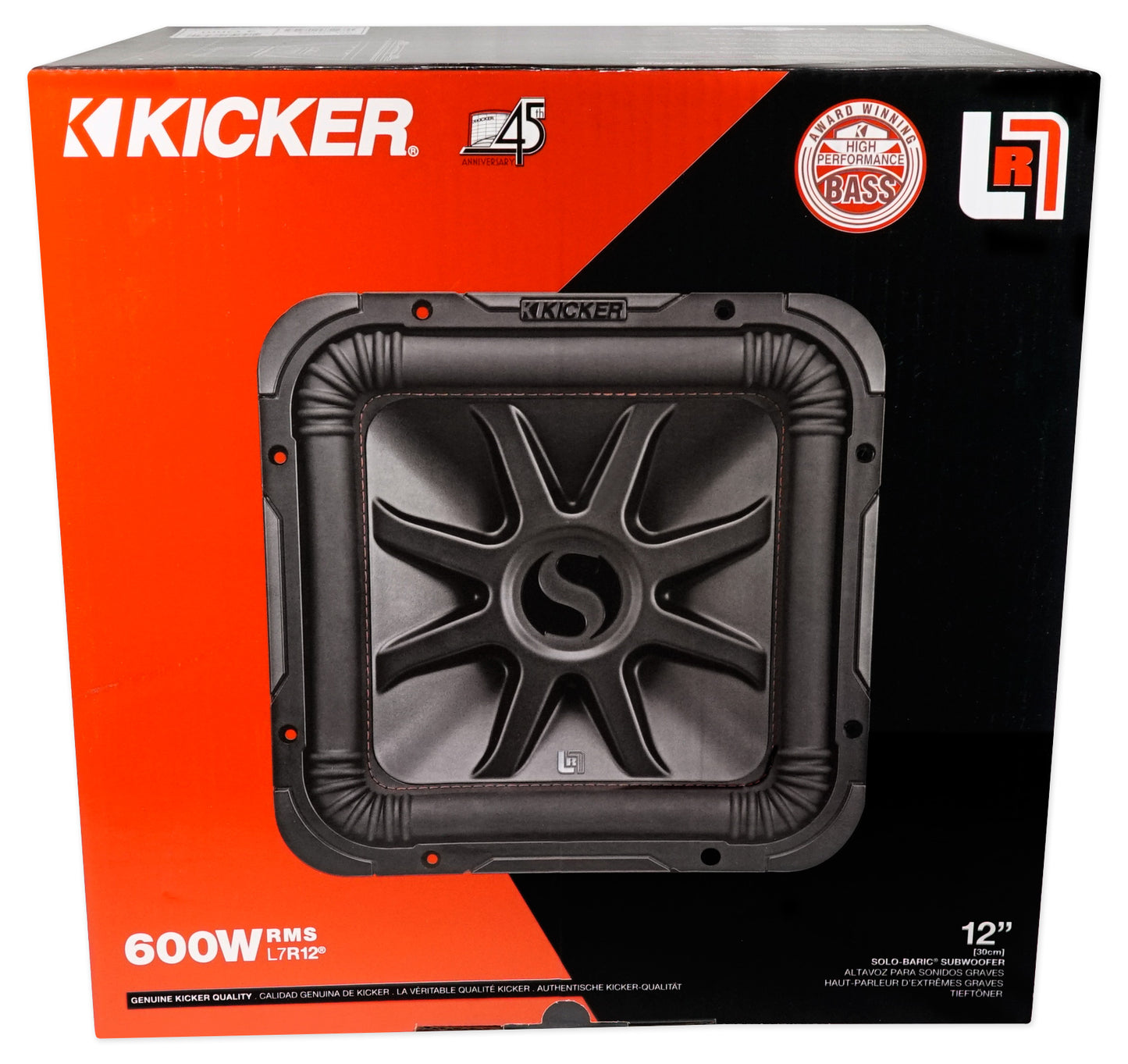 KICKER 45L7R124 12" 1200w L7R Subwoofer Solo-Baric L7R124+Vented Enclosure Box