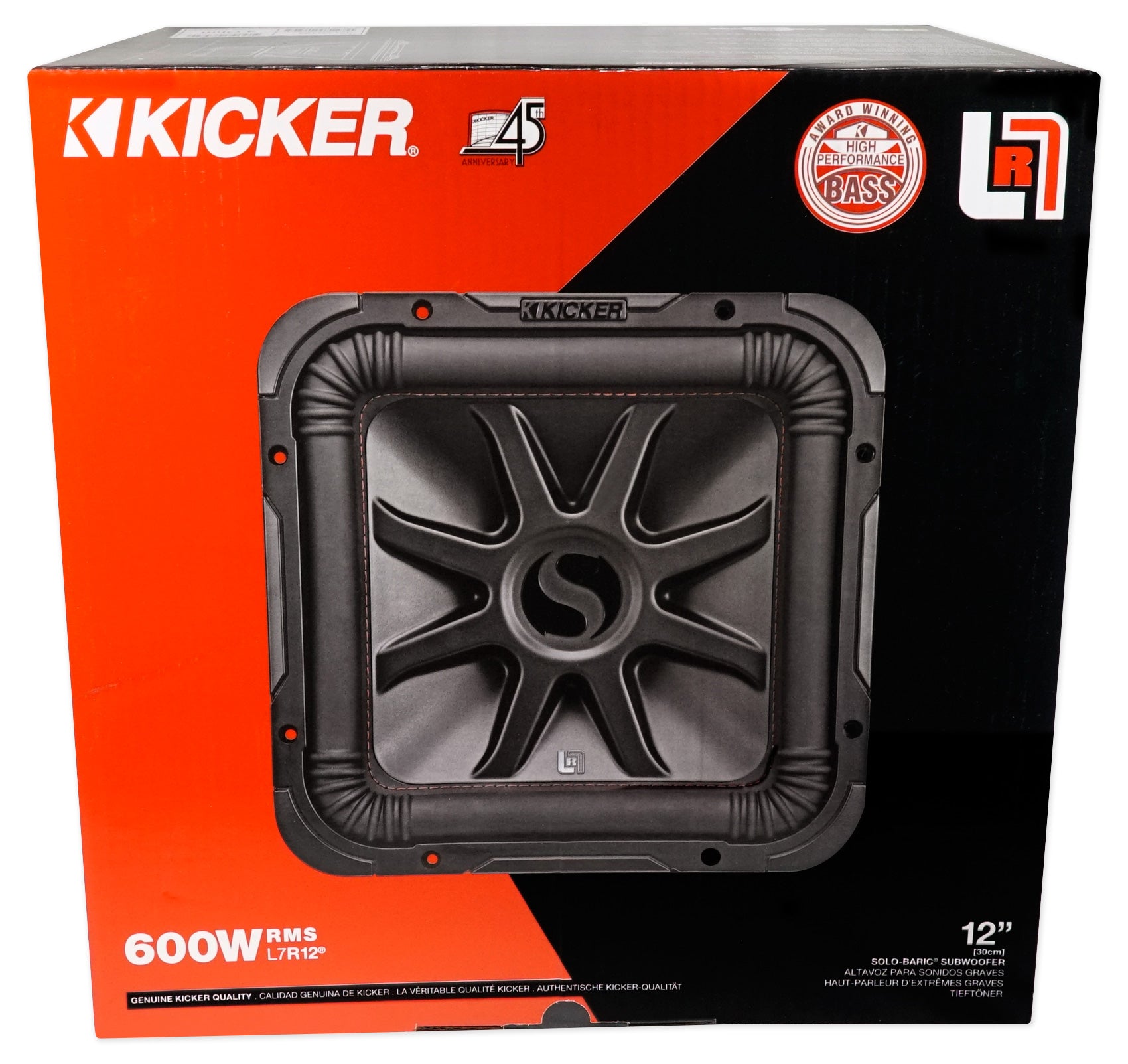 KICKER 45L7R124 12" 1200w L7R Subwoofer Solo-Baric L7R124+Vented Enclosure Box
