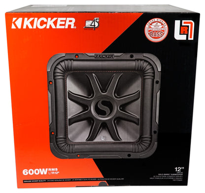 KICKER 45L7R124 12" 1200w L7R Subwoofer Solo-Baric L7R124+Vented Enclosure Box
