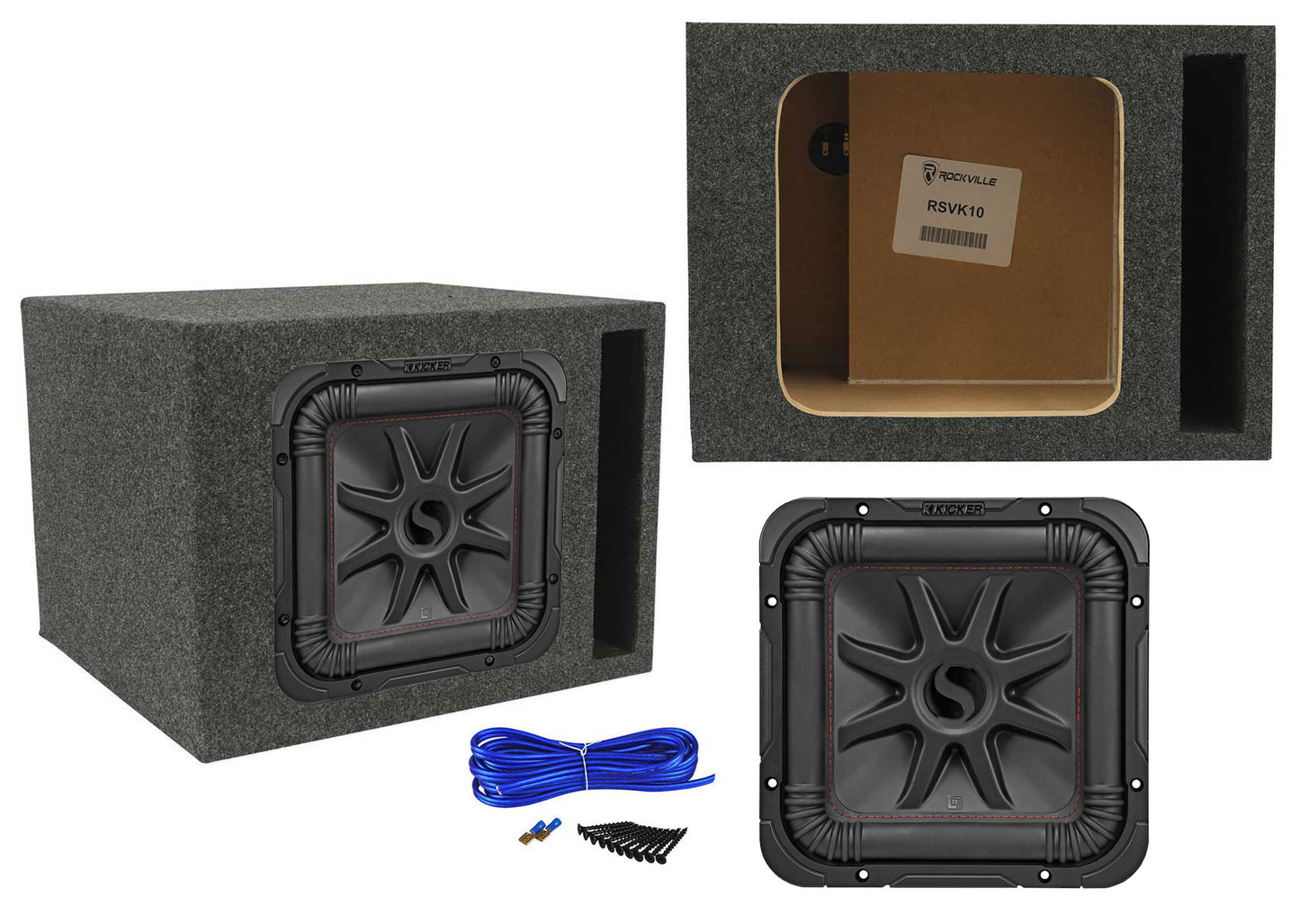 KICKER 45L7R104 10" 1000w L7R Car Subwoofer, Solo-Baric Sub+Vented Enclosure Box