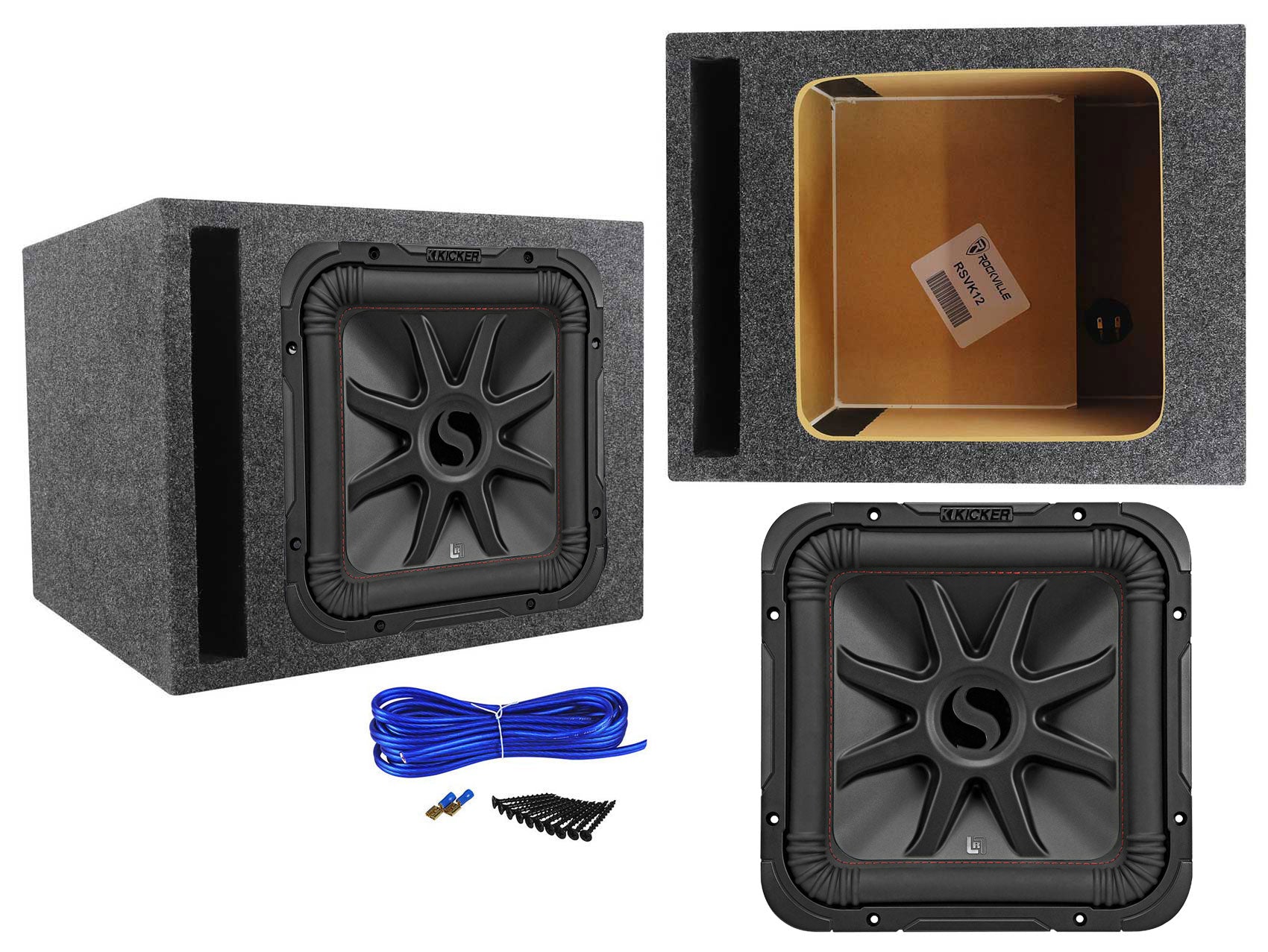 KICKER 45L7R124 12" 1200w L7R Subwoofer Solo-Baric L7R124+Vented Enclosure Box