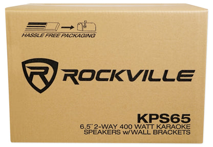 KPS65 6.5" Karaoke Speakers 2-Pack + Adjustable Wall Mount Brackets Bundle