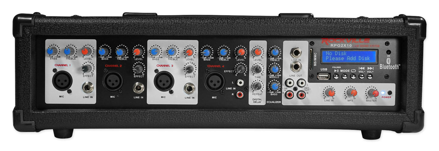 Rockville 4 Channel 800w Powered Mixer w/ Bluetooth/USB/SD