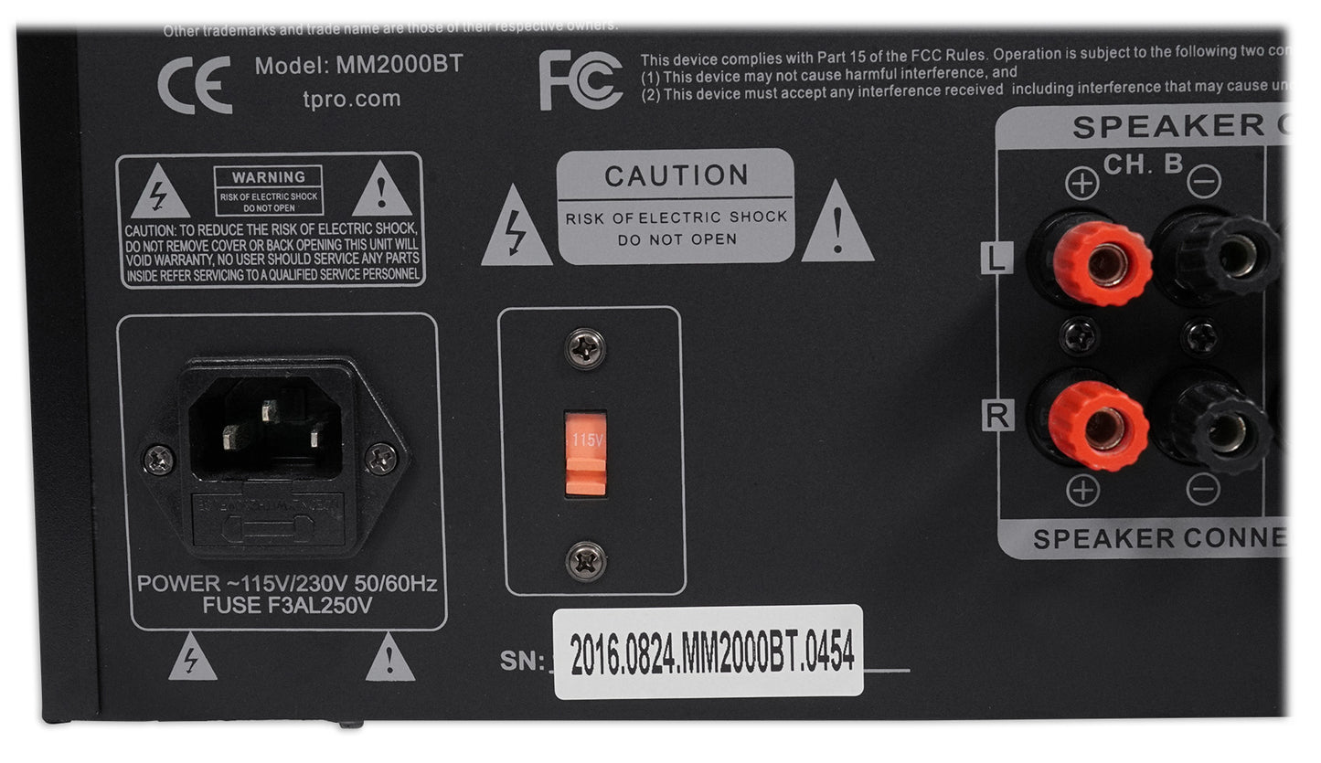 Technical Pro MM2000BT Bluetooth Karaoke Mixer System+(4) 8" Ceiling Speakers