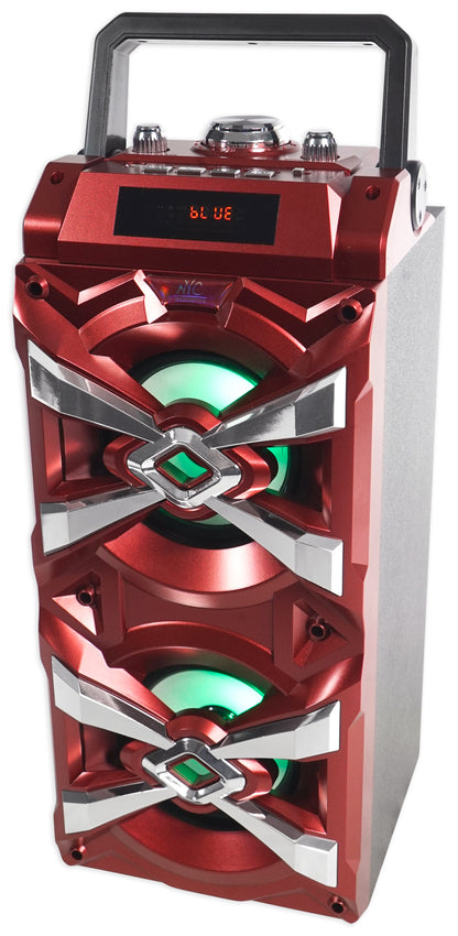 NYC Acoustics X-Tower Dual 4" Bluetooth Speaker w/ Sound Activated LED's+Remote