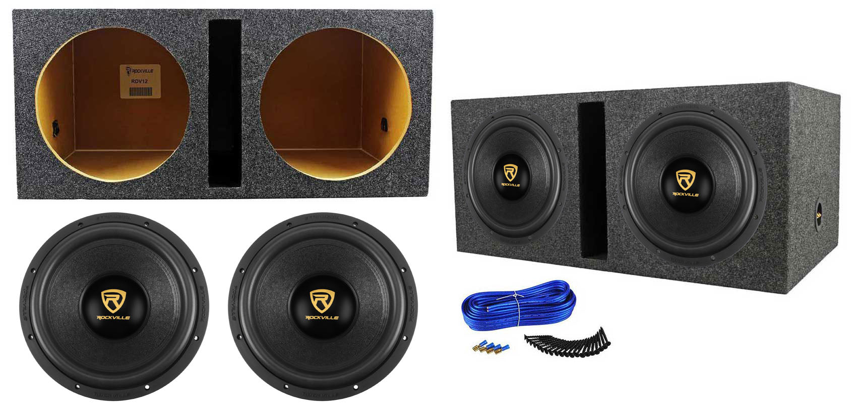 K9 Series 12" D4 V3 Subwoofer 2-Pack + Dual 12" Vented Enclosure Bundle