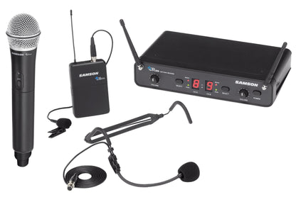 Samson Concert 288 UHF Beltpack Lavalier Headset Wireless Microphone+Mic Stand