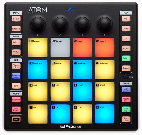 PRESONUS ATOM 16 Pad USB MIDI RGB DJ Controller+Software+Headphones+Mic+Cable