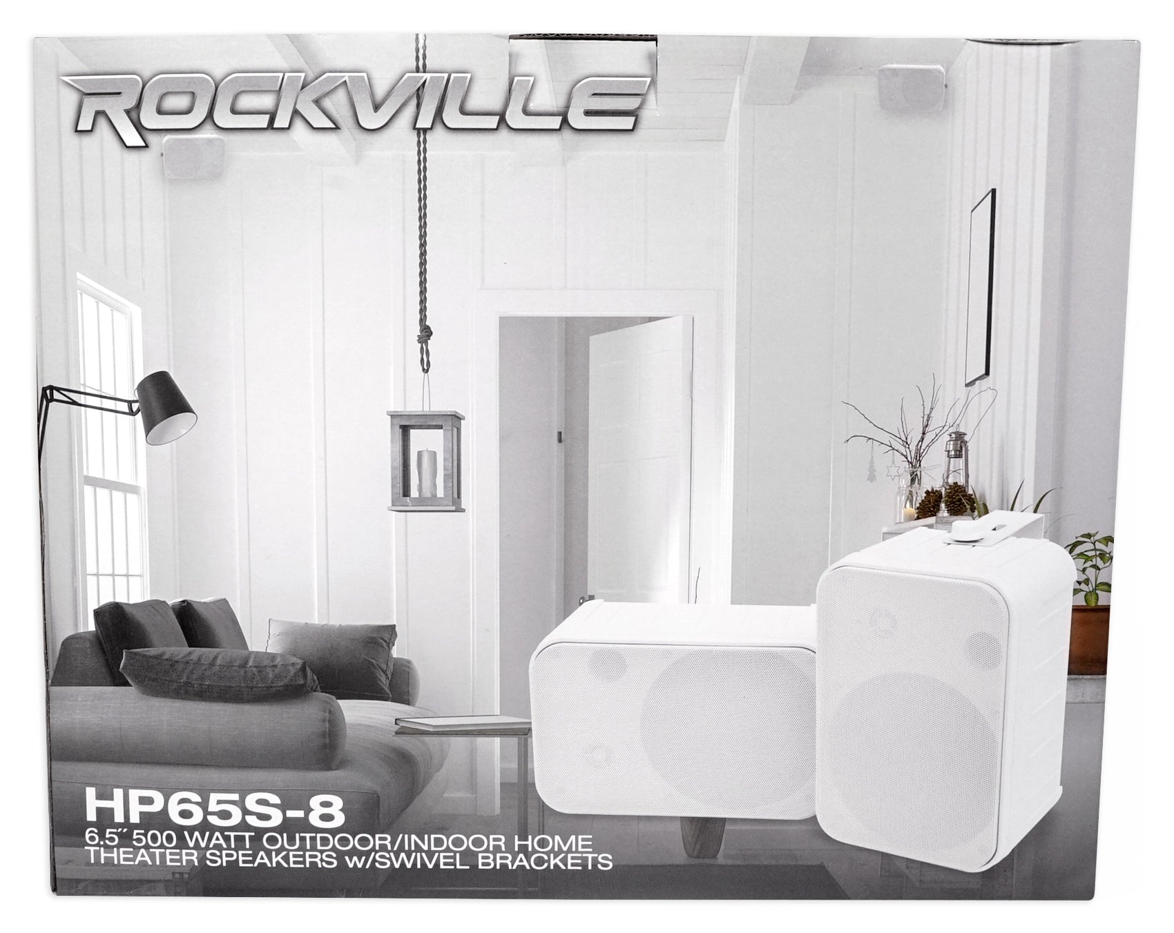 Rockville HP65S-8 White 8-Pack + RWBC65S Covers Bundle