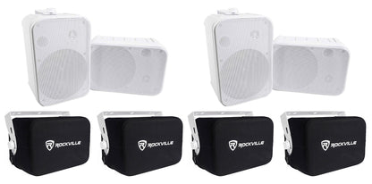 Rockville HP65S White 4-Pack + RWBC65S Covers Bundle