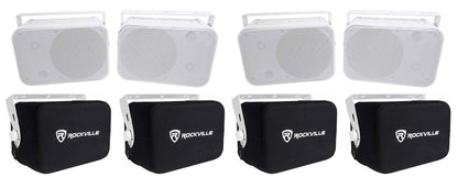 Rockville HP65S-8 White 4-Pack + RWBC65S Covers Bundle