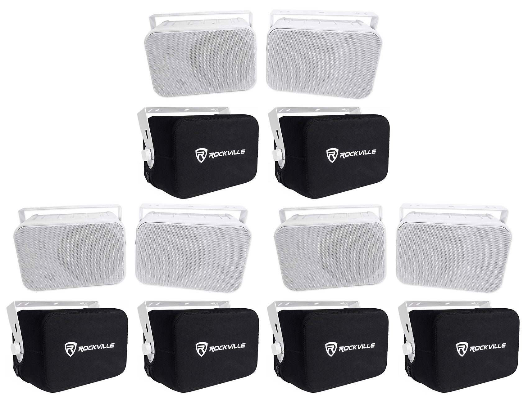 Rockville HP65S-8 White 6-Pack + RWBC65S Covers Bundle