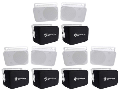 Rockville HP65S-8 White 6-Pack + RWBC65S Covers Bundle