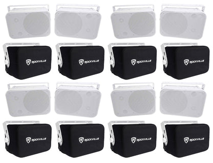 Rockville HP65S-8 White 8-Pack + RWBC65S Covers Bundle