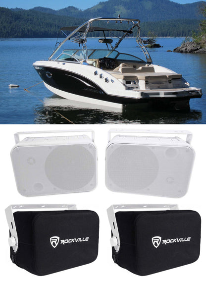 Rockville HP65S-8 White + RWBC65S Covers Bundle