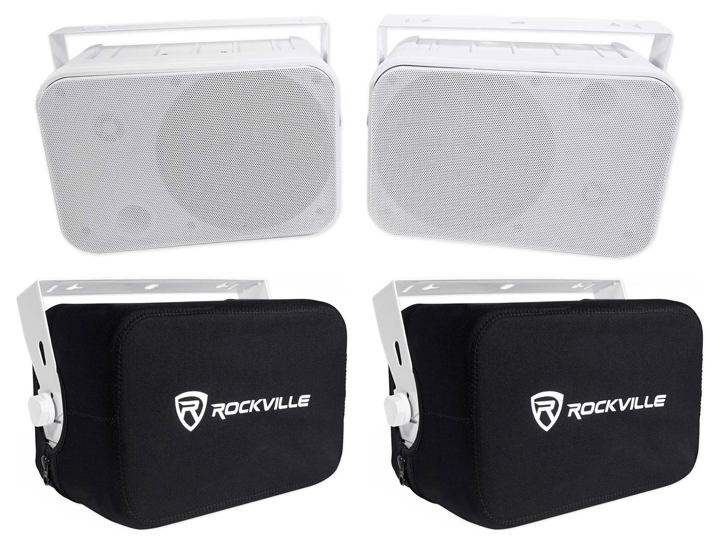 Rockville HP65S-8 White + RWBC65S Covers Bundle