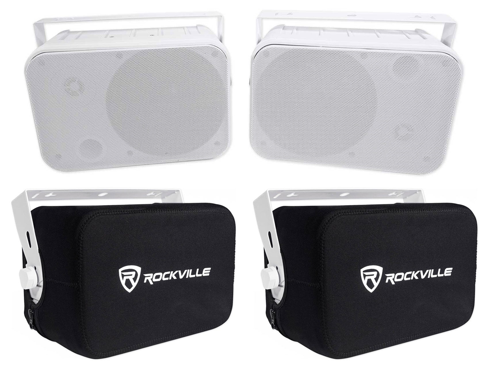 Rockville HP65S-8 White + RWBC65S Covers Bundle
