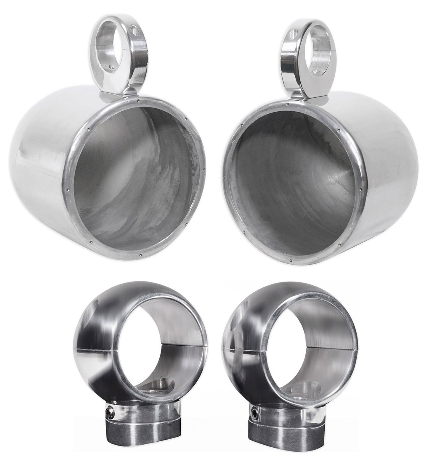 MAC80S Polished 7.7" Tower Speaker Pods 2-Pack + MacSwivelS Swivel Clamps Bundle