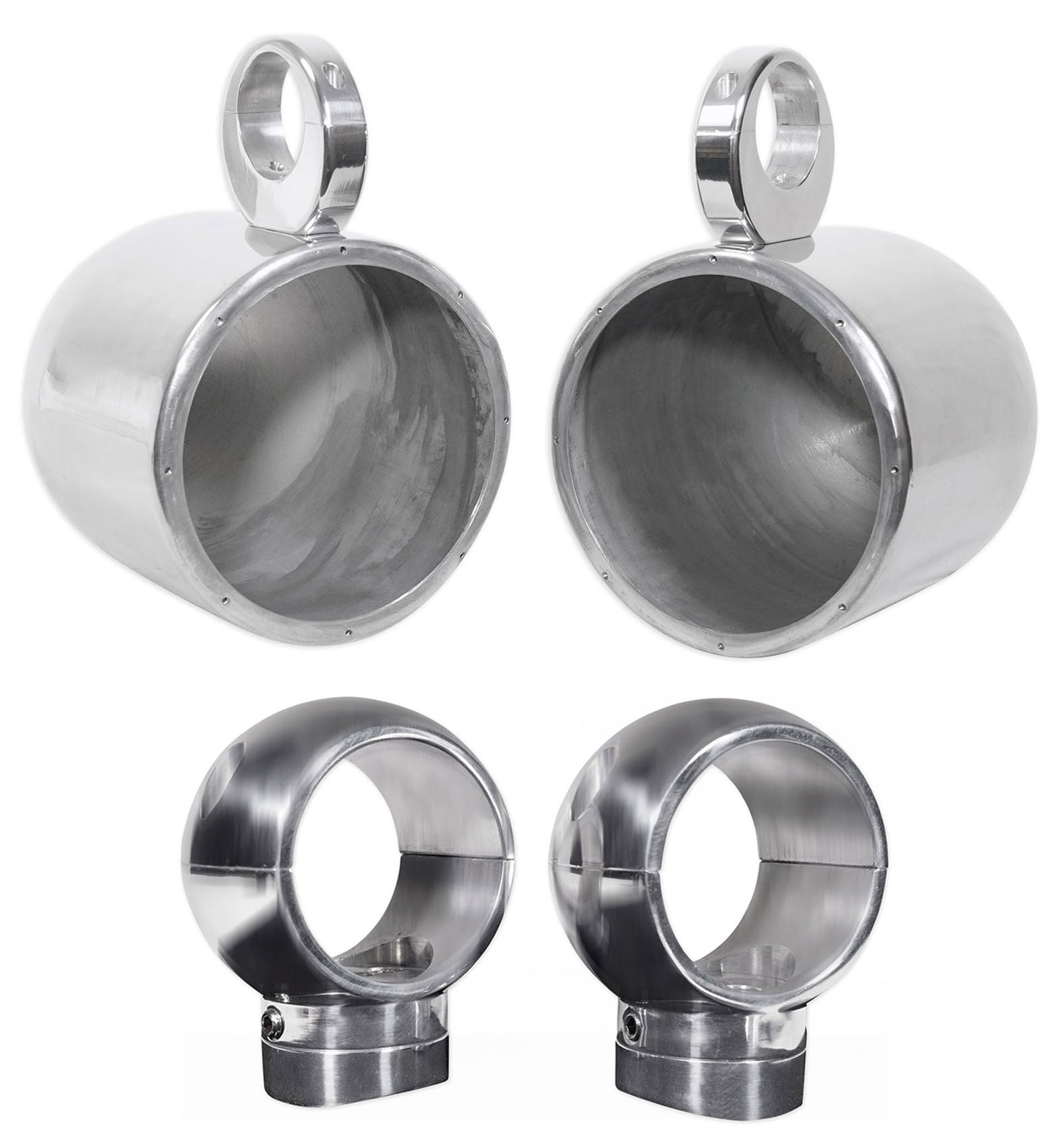 MAC80S Polished 7.7" Tower Speaker Pods 2-Pack + MacSwivelS Swivel Clamps Bundle
