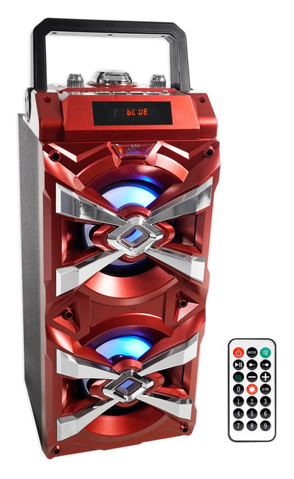 NYC Acoustics X-Tower Bluetooth Karaoke Machine System w/LED's+(2) Wireless Mics