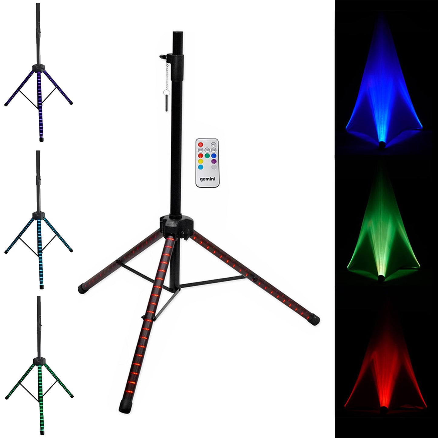 American DJ Tripod Lighting Light Bar Stand wLED's+Remote+4) Par Can Wash Lights