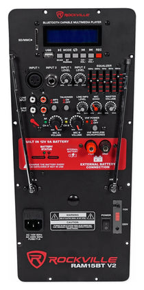 Rockville RAM15BT AMP SU Powered 800W Bluetooth Amp Plate for PA/DJ Speakers