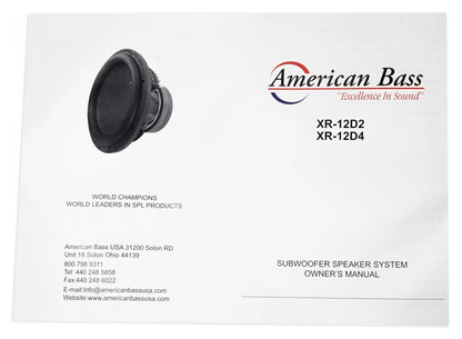 American Bass XR-12D4 2400w 12" Competition Subwoofer+Vented Sub Box Enclosure