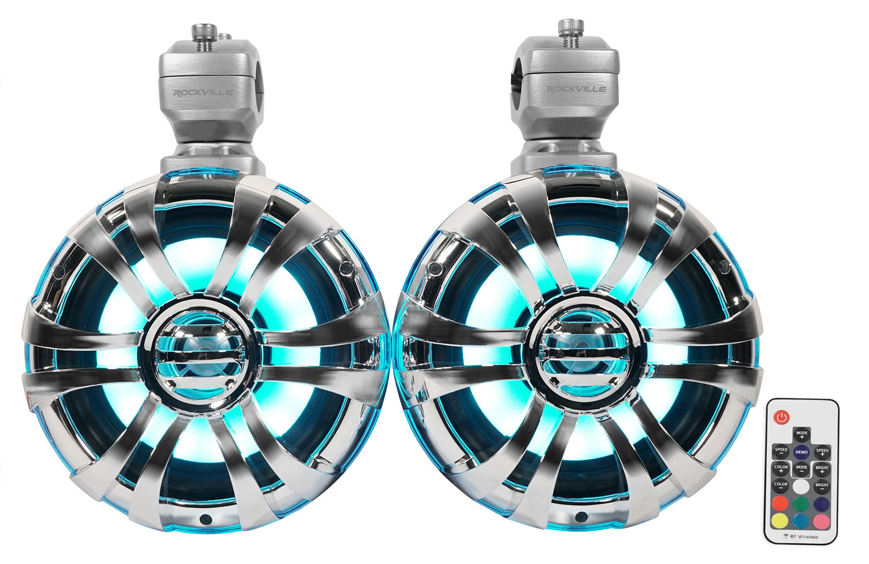 WB65KLED Stainless 6.5" LED Wakeboard Speakers 2-Pack + KRYPTON MF3 Amplifier Bundle