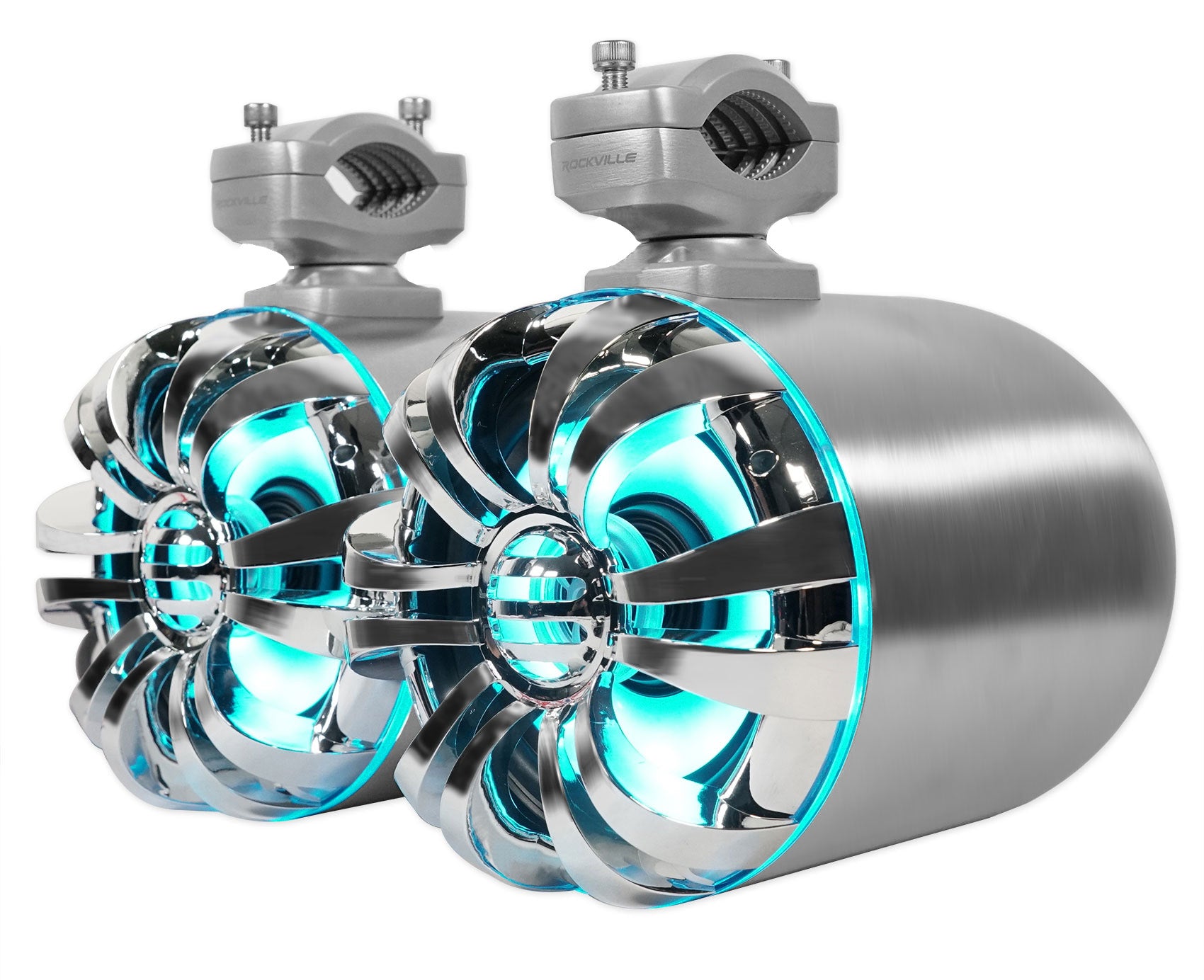 WB65KLED Stainless 6.5" LED Wakeboard Speakers 2-Pack + KRYPTON MF3 Amplifier Bundle