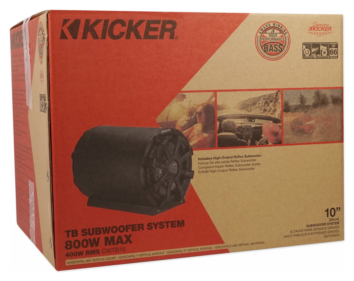 KICKER 46CWTB102 10" Subwoofer In Enclosure+(2) 8" Tower Speakers RZR/ATV/UTV