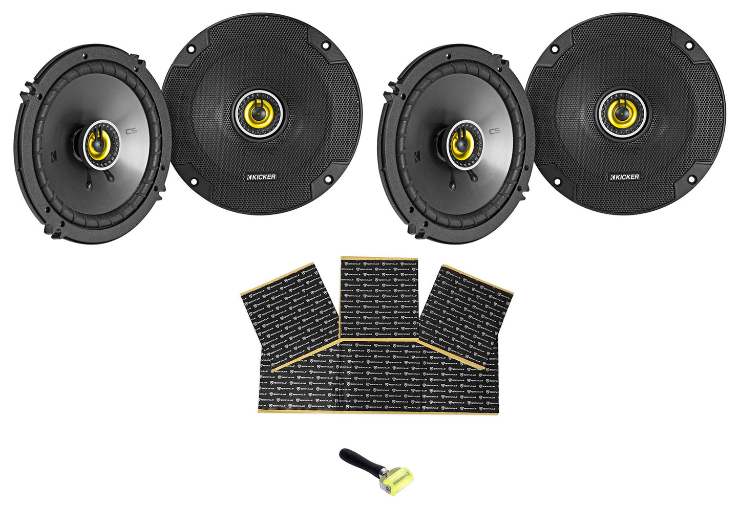 (4) KICKER 46CSC654 CSC65 6.5" 600w 4-Ohm Car Audio Coaxial Speakers+Rockmat