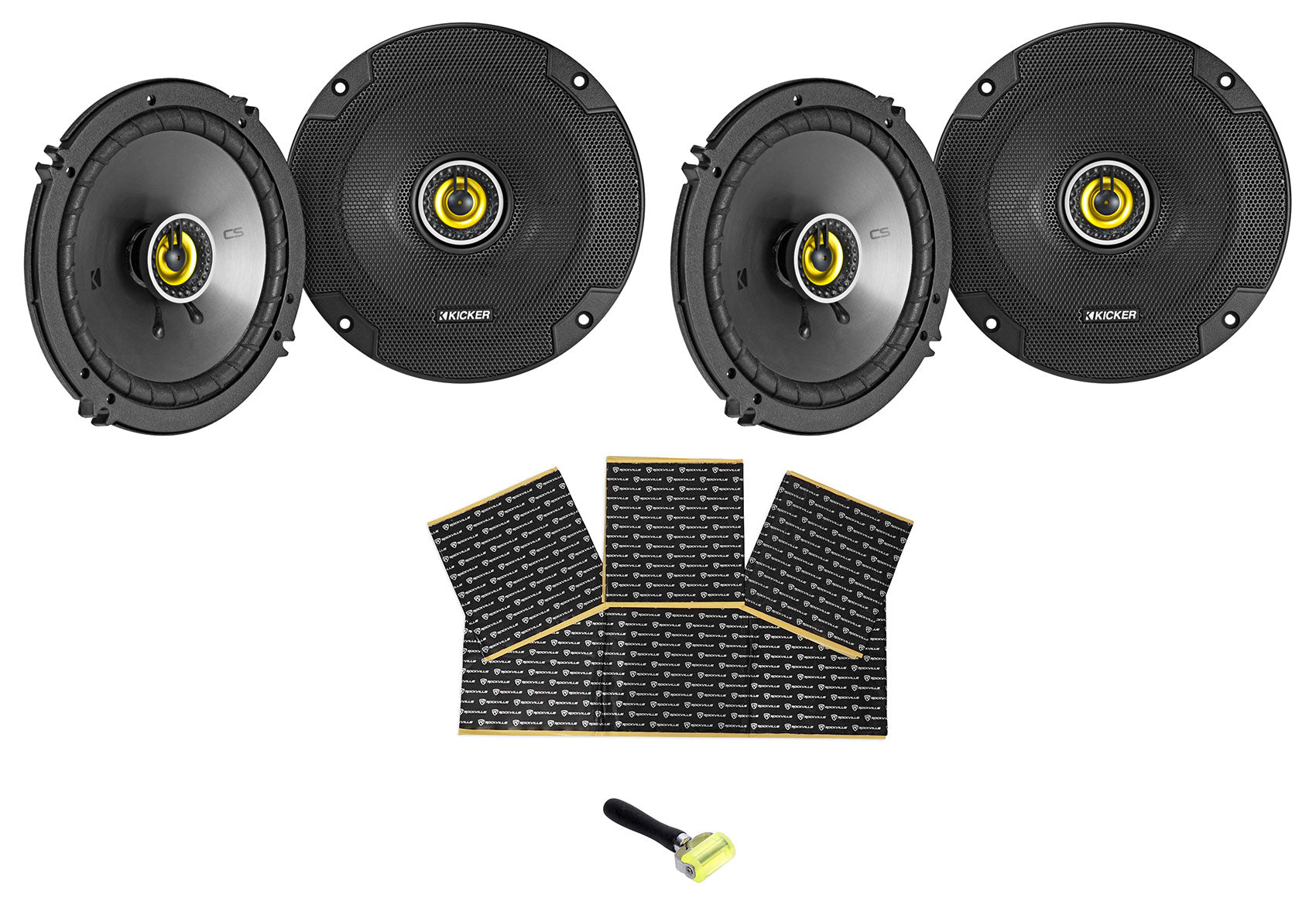 (4) KICKER 46CSC654 CSC65 6.5" 600w 4-Ohm Car Audio Coaxial Speakers+Rockmat