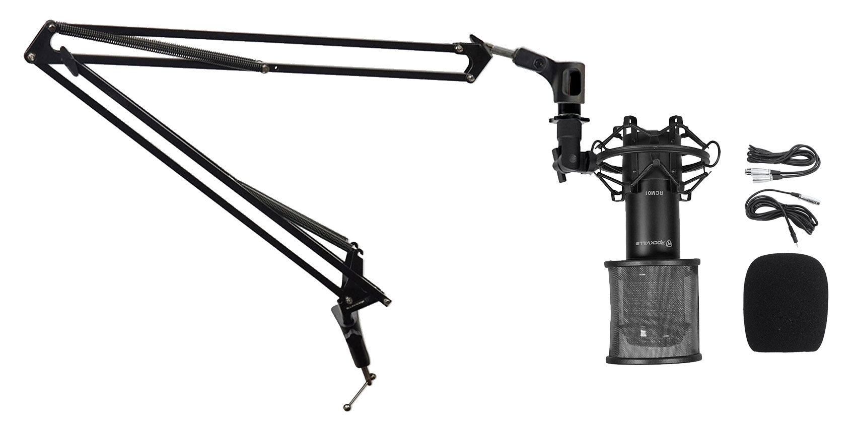 RCM01 Condenser Microphone + RockPop Curve + DMS40 Boom Arm Bundle