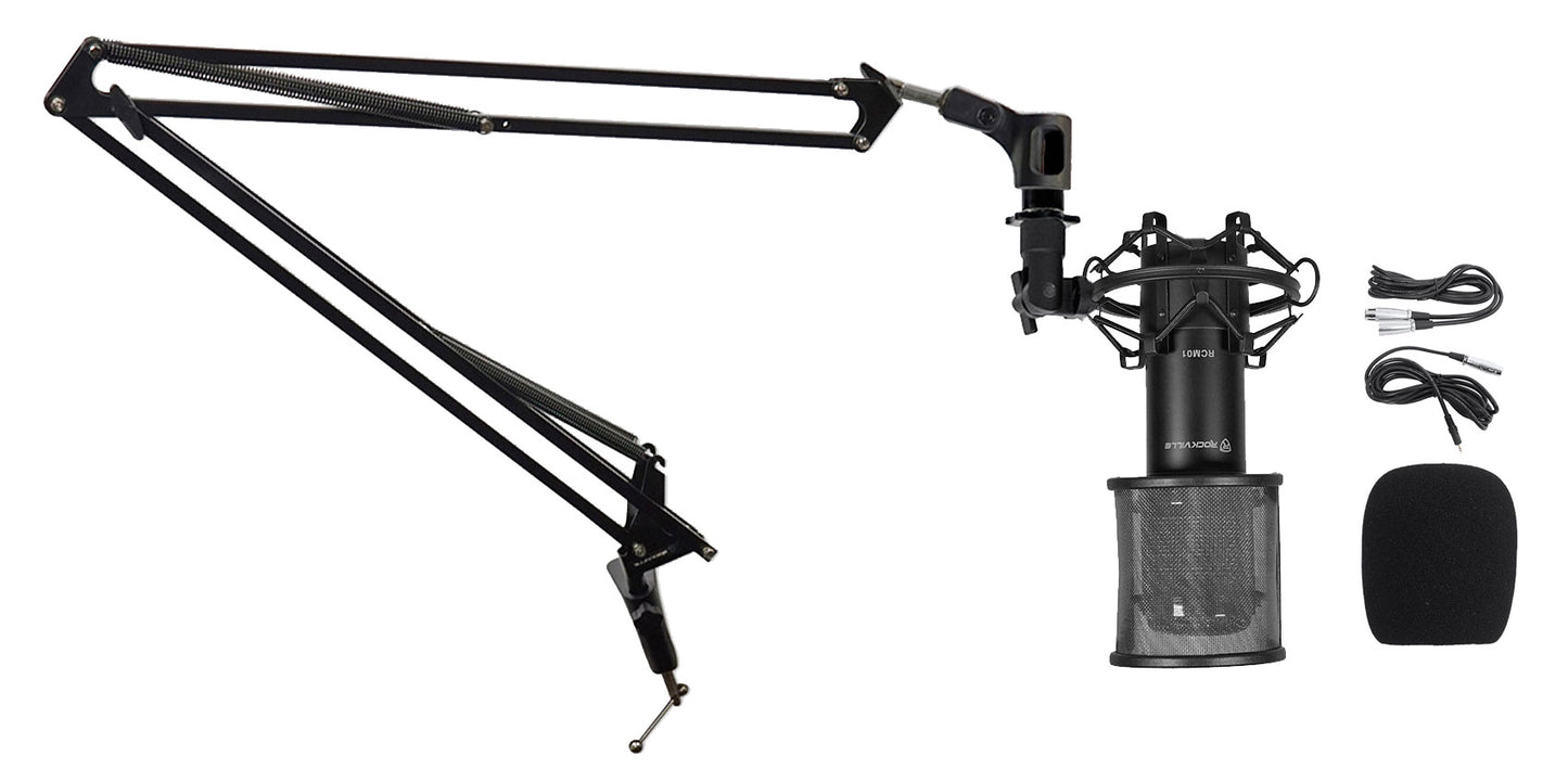 RCM01 Condenser Microphone + RockPop Curve + DMS40 Boom Arm Bundle