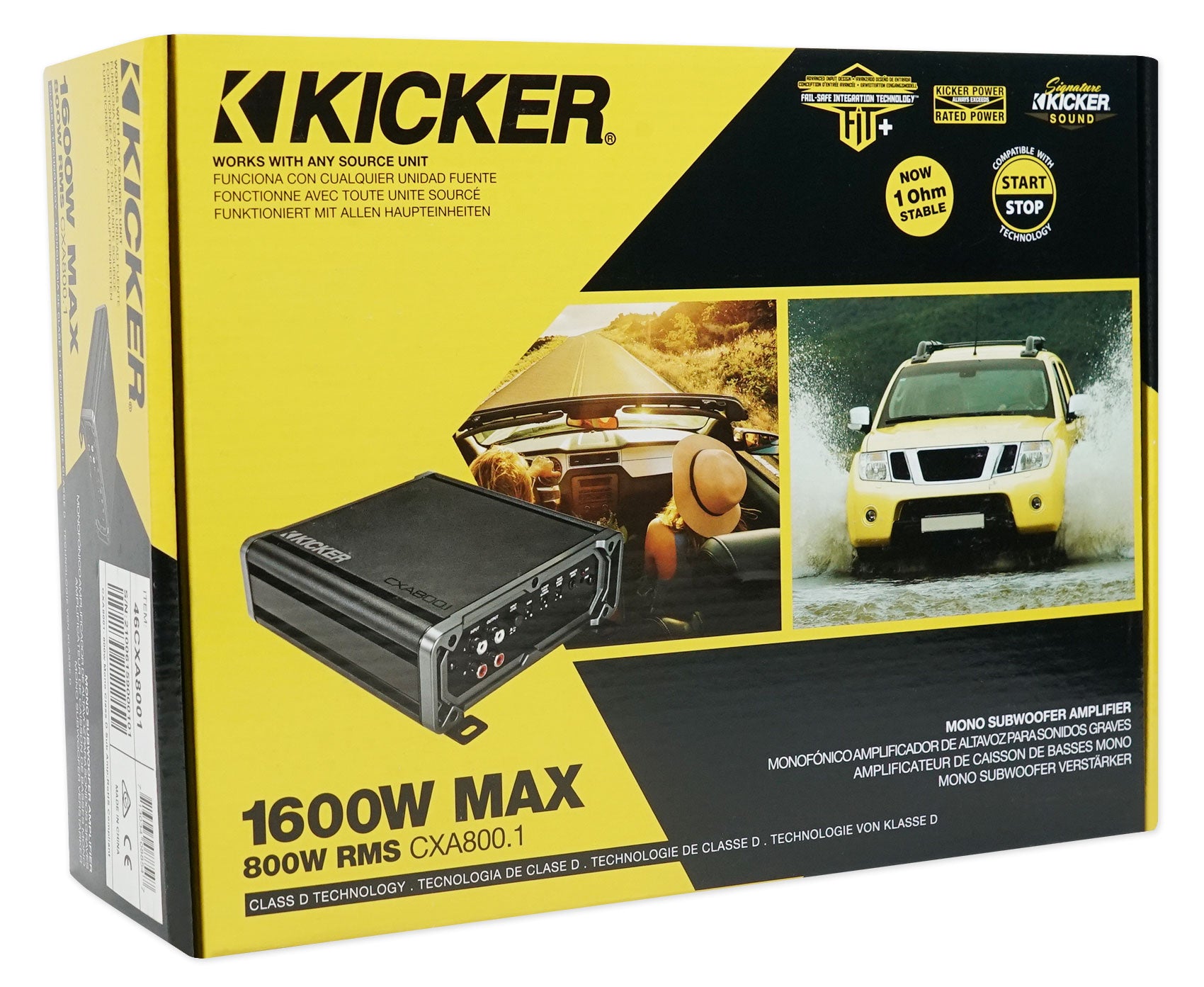 KICKER 46CXA8001 CXA800.1 800 Watt Mono Class D Car Audio Amplifier+Amp Kit