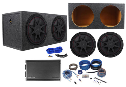 2) Kicker 43CVR152 COMPVR 15" 2000W Subwoofers+Sealed Sub Box+Amplifier+Amp Kit