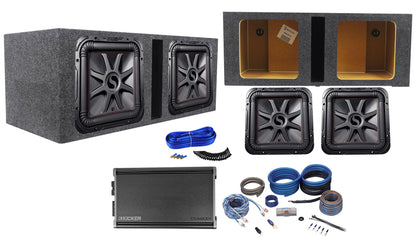 2) KICKER 45L7R122 12" 1200w L7R Solo-Baric Subwoofers+CXA12001 Amp+Vented Box