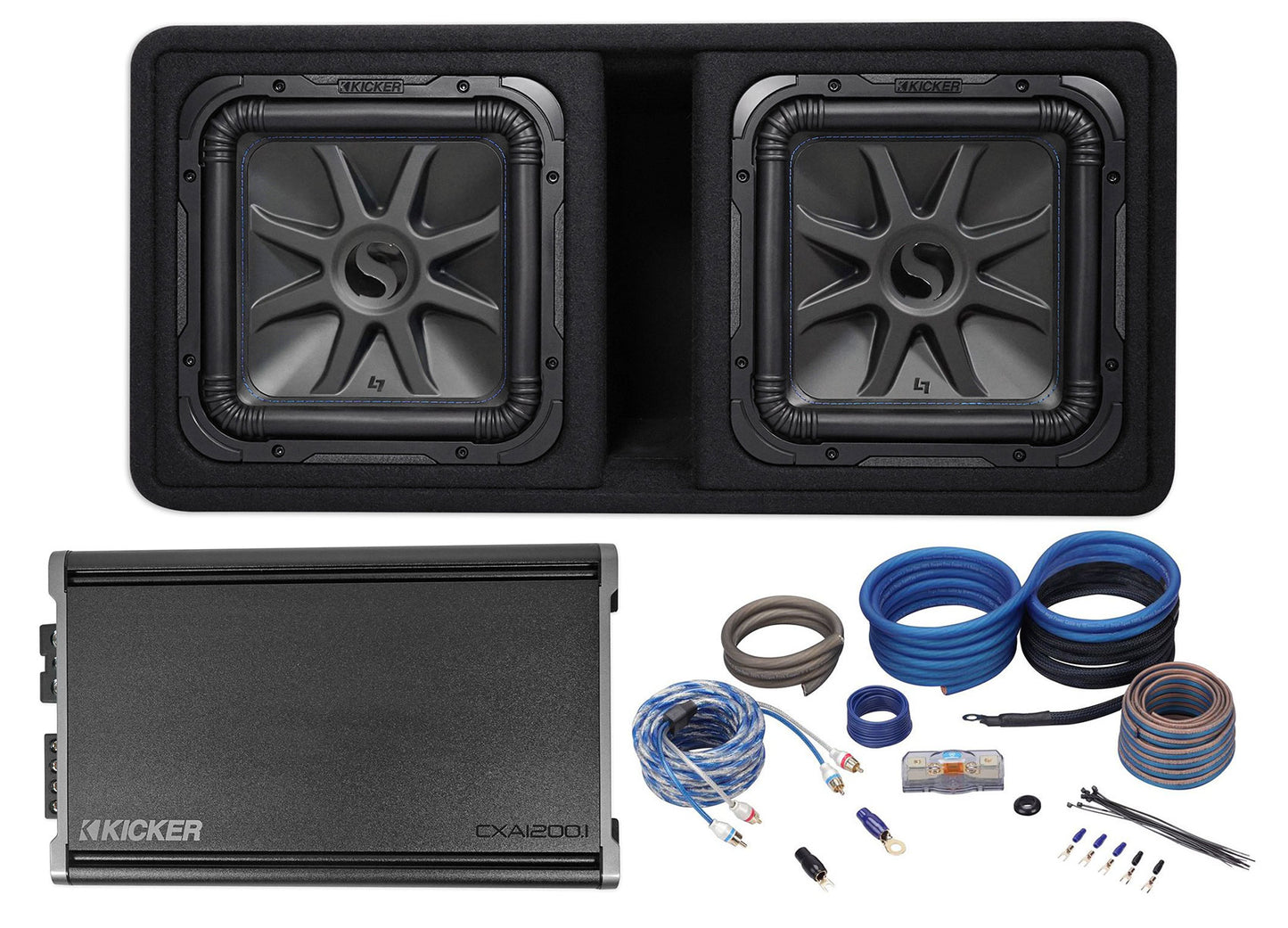 Kicker 44DL7S122 Dual 12" 3000w L7 Solo-Baric L7S Loaded Sub Enclosure+CXA Amp